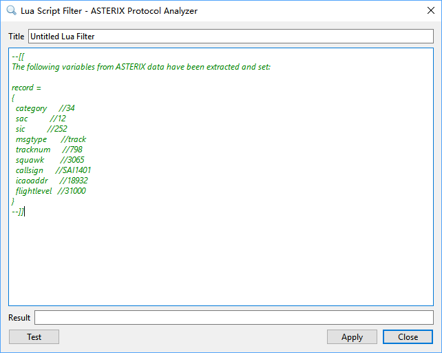 Lua Filter Window