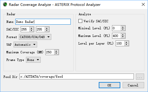 Radar Coverage Config Window