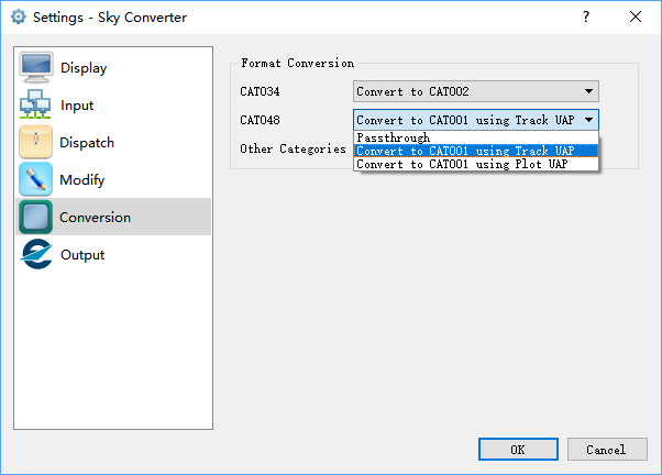 Configuration Window - Conversion