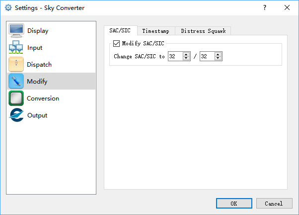 Configuration Window - Modify - SAC/SIC