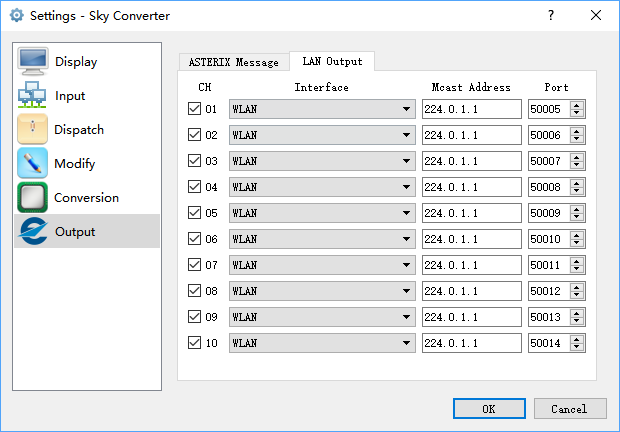 Configuration Window - Output - LAN